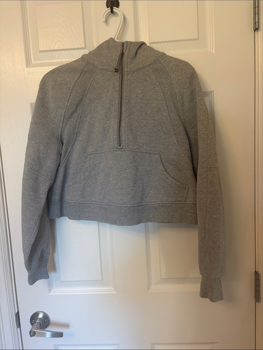 lululemon athletica Light Gray Cropped Scuba Half-Zip Sweater